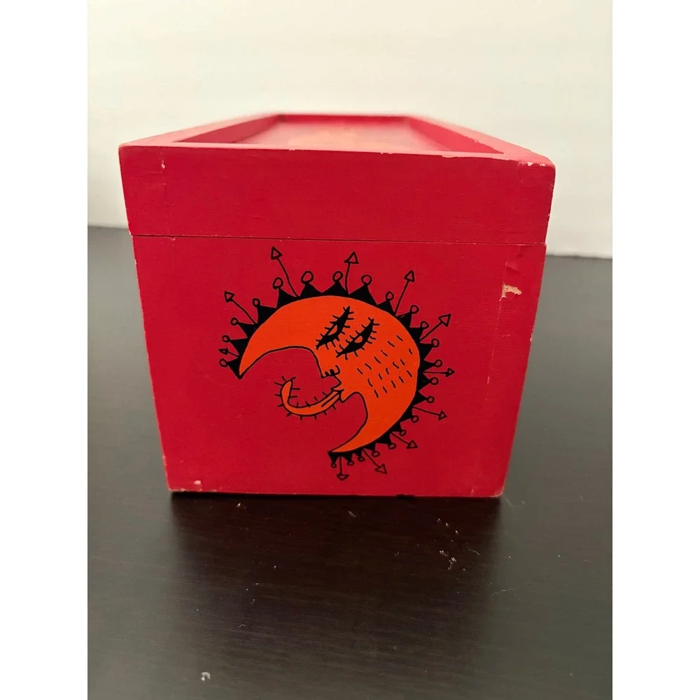 Jose Cuervo Reserva de la Familia 1996 Wood Box Manuel Velazquez Red Folk Art